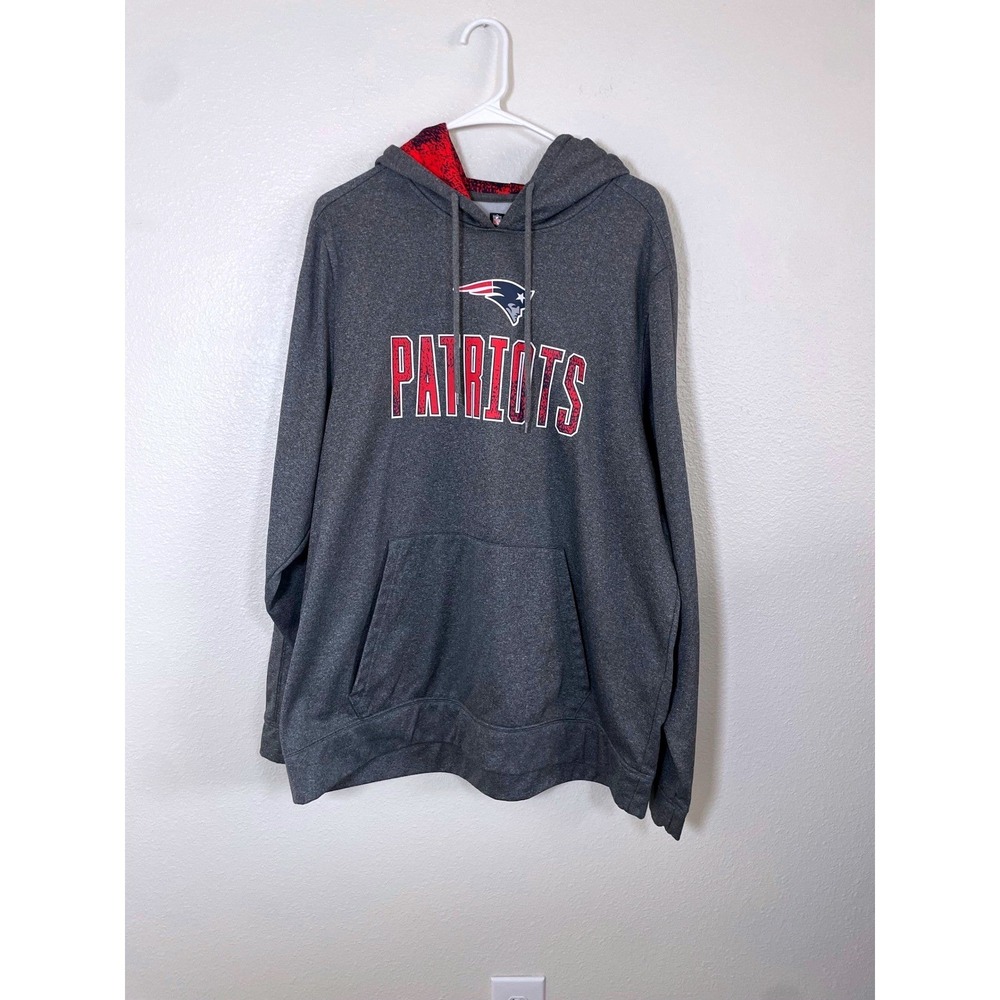NFL Apparel New England Patriots Men's XL Gray Hooded Pullover Sweatshirt Fball